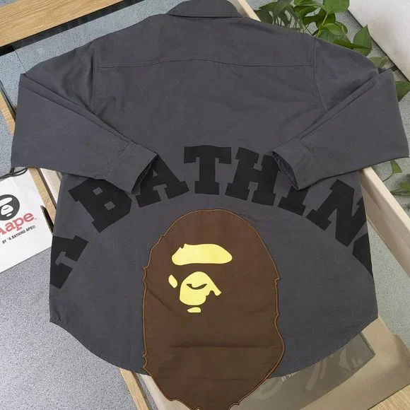 Bape embroidered ape head monogram print shirt